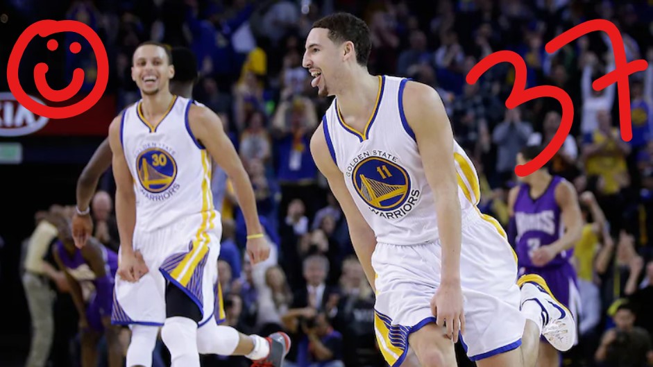 On this date:  Klay scores 37 in a single quarter